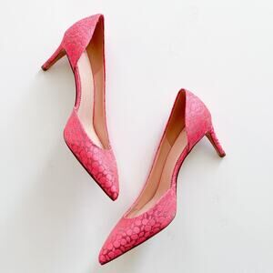 J.Crew Colette D’orsay Pump Pink Magenta Floral Jacquard Heels Spring